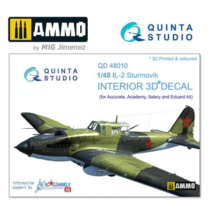 Quinta Studio QD48010 - 1/48 IL-2  3D-Coloured Interior (Accurate/Ita/Academy/Eduards)