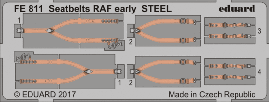 Eduard - 1/48 Seatbelts RAF Early STEEL (Color Photo-etched) FE811