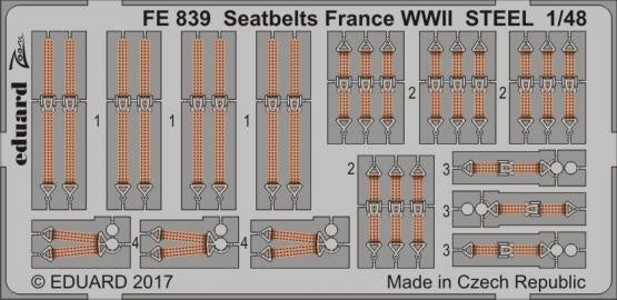 Eduard - 1/48 Seatbelts France WWII STEEL (Color Photo-etched) FE839