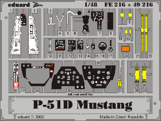 Eduard - 1/48 P-51D (Color Photo-etched)(for Tamiya) FE216