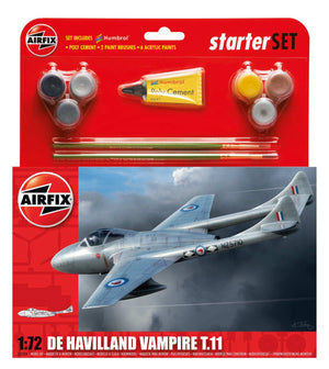 Airfix - 1/72 De Havilland Vampire T.II (Starter Set Incl.Paint)