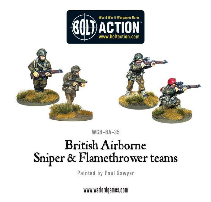 Warlord - Bolt Action  British Airborne Flamethrower and sniper teams