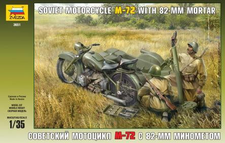 Zvezda - 1/35 Sov. Motorcycle M-72 W/Mortar And Crew