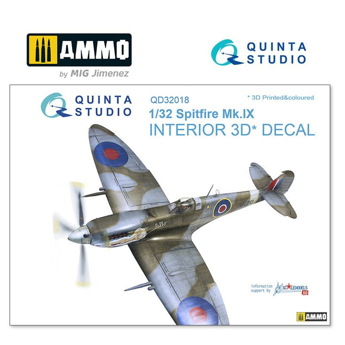 Quinta Studio QD32018 - 1/32 Spitfire Mk.IX  3D-Coloured Interior (for Tamiya)