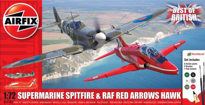 Airfix - 1/72 Best Of British Spitfire & Hawk (Set incl. Paint)