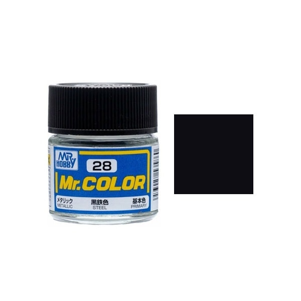 Mr. Color 28 - Steel Metallic/Primary (C28) Plastic Model Kit Paint