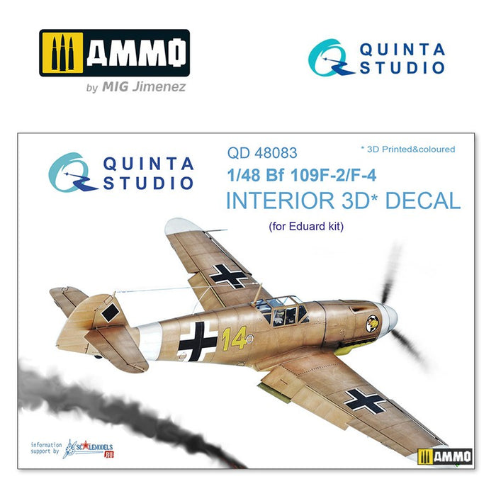Quinta Studio QD48083 - 1/48 Bf 109F-2/F-4  3D-Coloured Interior (for Eduard)