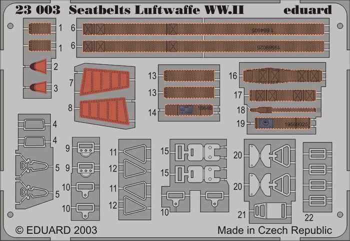 Eduard - 1/24 Seatbelts Luftwaffe WWII (Color photo-etched) 23003