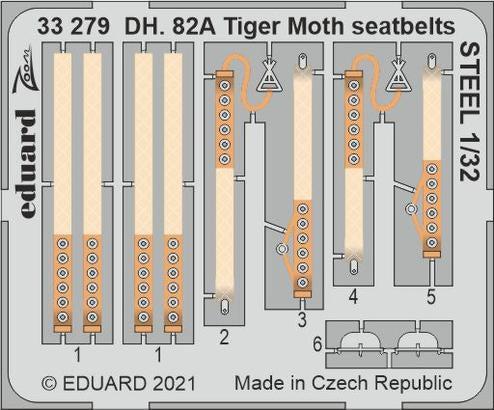 Eduard - 1/32 DH. 82A Tiger Moth Seatbelts (Color Photo-etched) (for ICM) 33279