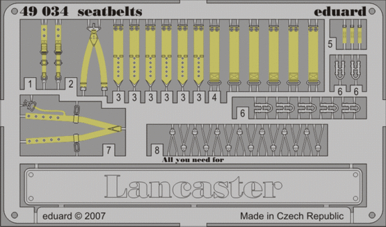 Eduard - 1/48 Lancaster Seatbelts (Color Photo-etched)(for Tamiya) 49034