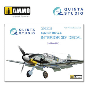 Quinta Studio QD32029 - 1/32 Bf 109G-6  3D-Coloured Interior (for Revell)