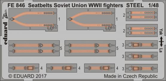 Eduard - 1/48 Seatbelts Soviet Union WWII fighters STEEL (Color Photo-etched) FE846