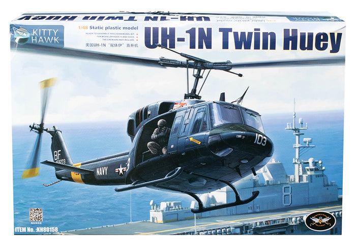 Kitty Hawk - 1/48 UH-1N Twin Huey w/Resin Figures (2 Pilots & 1 Soldier w/Weapon)