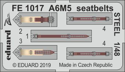 Eduard - 1/48 A6M5 Seatbelts STEEL (Color Photo-etched)(for Tamiya) FE1017