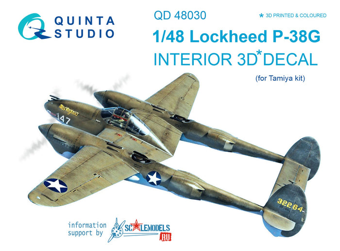 Quinta Studio QD48030 - 1/48 P-38G  3D-Coloured Interior (for Tamiya)