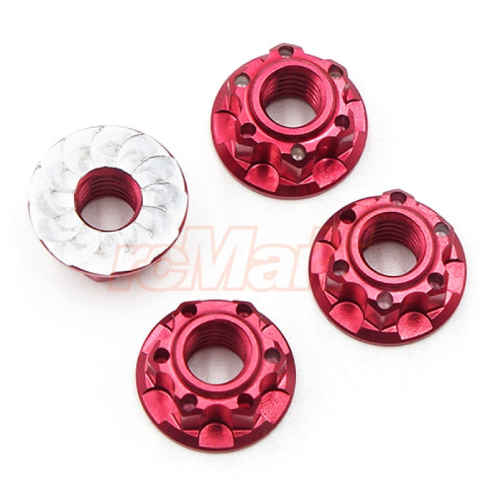 Yeah Racing - 4mm Aluminum Wheel Flange Lock Nut (4pcs) Red