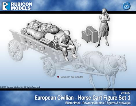 Rubicon Models - 1/56 European Civilians - Horse Cart Figure Set 1