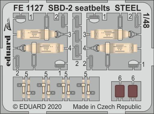 Eduard - 1/48 SBD-2 Seatbelts STEEL (Color photo-etched) (for Academy) FE1127