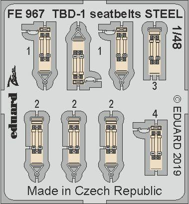 Eduard - 1/48 TBD-1 Seatbelts STEEL  (Color photo-etched) (for Great Wall Hobby) FE967