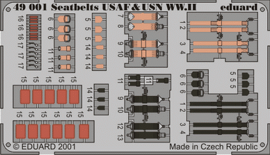 Eduard - 1/48 Seatbelts USAF & USN WWII (Color Photo-etched) 49001