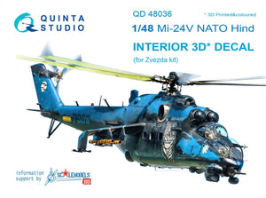 Quinta Studio QD48036 - 1/48 Mi-24V NATO (black panels)  3D-Coloured Interior (for Zvezda kit)