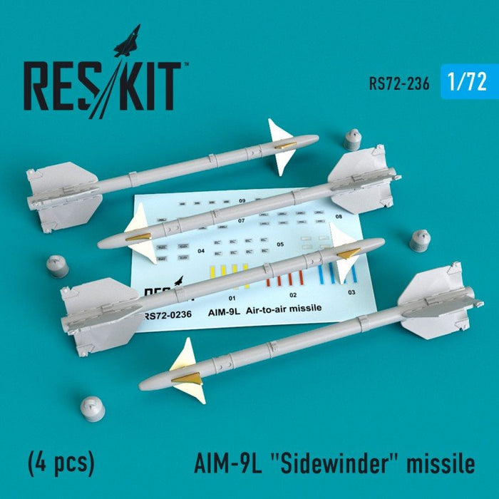 Reskit - 1/72 AIM-9L "Sidewinder" Missile (4 pcs) (RS72-0236)