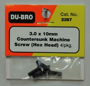 Du-Bro - 3mm X 10 Countersunk Machine Screw (Hex)