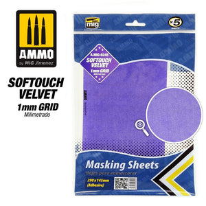 AMMO - Softouch Velvet Masking Sheets 1mm Grid (x5 sheets 290mm x 145mm)