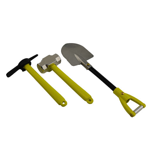 Details - Metal Hammer Pickaxe & Shovel Set Yellow
