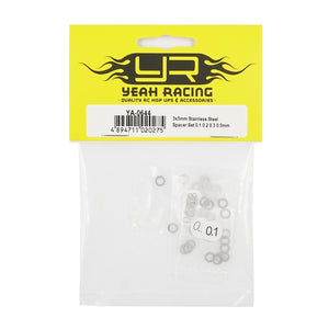 Yeah Racing - 3x5mm Stainless Spacer Set 0.1 - 0.2 - 0.3 - 0.5mm
