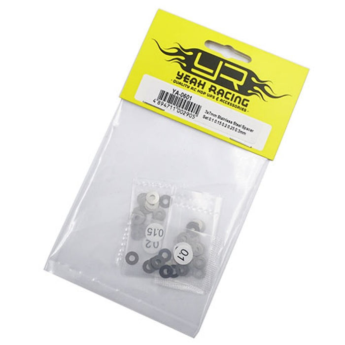 Yeah Racing - 4x6mm Stainless Spacer Set 0.1 - 0.2 - 0.3mm (Shims)